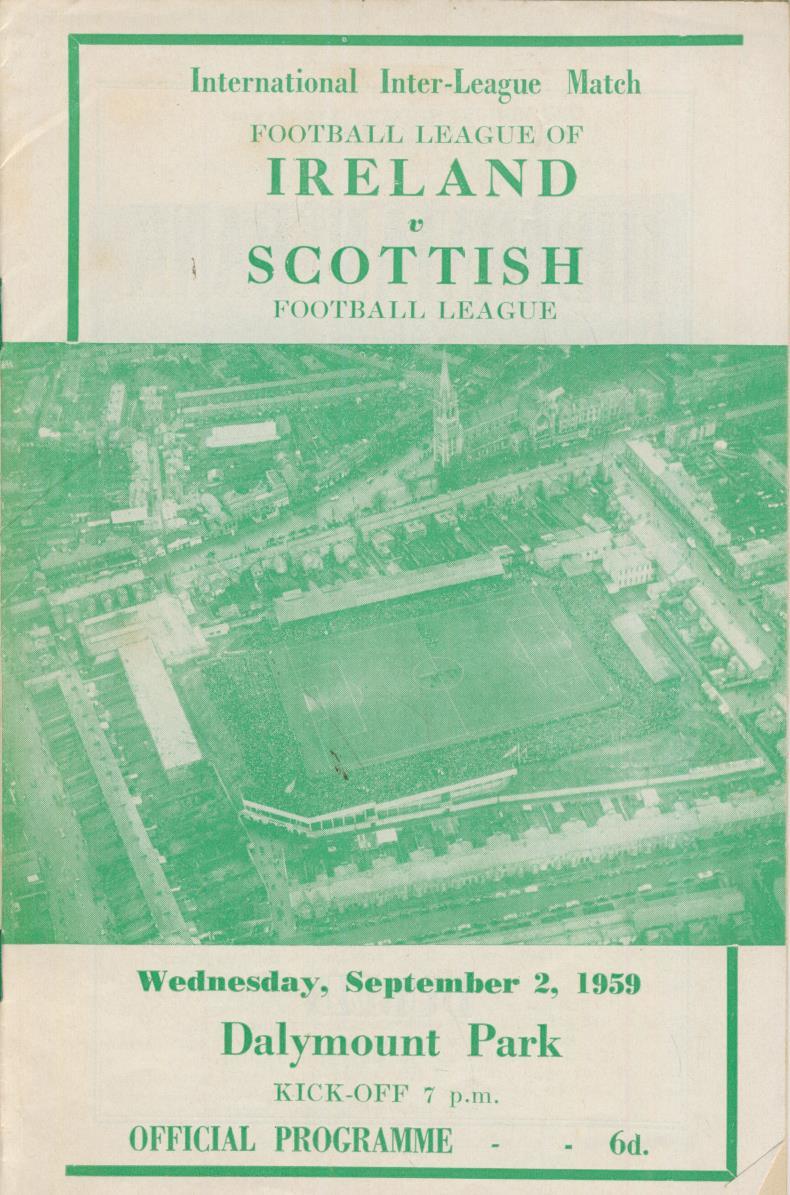 IRISH LEAGUE V SCOTTISH LEAGUE 1959 FOOTBALL PROGRAMME Representative