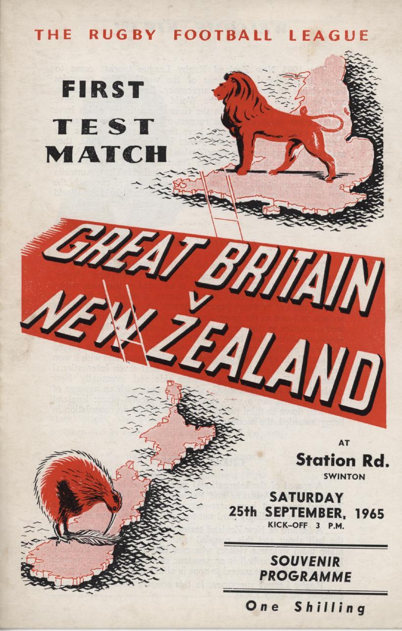 GREAT BRITAIN V NEW ZEALAND 1965 (1ST TEST) RUGBY LEAGUE PROGRAMME