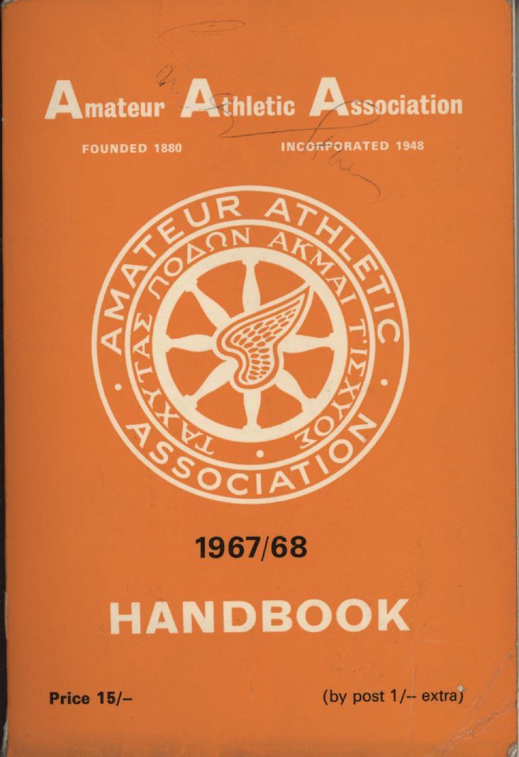 AMATEUR ATHLETIC ASSOCIATION HANDBOOK 1967/68 General Athletics Books