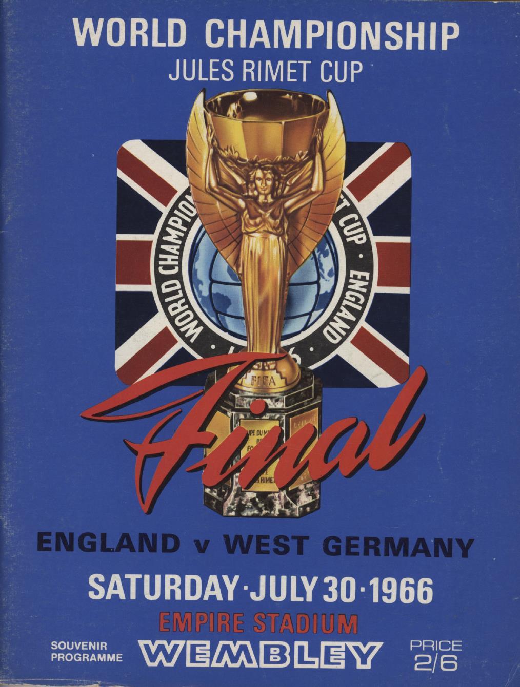 ENGLAND V WEST GERMANY 1966 WORLD CUP FINAL FOOTBALL PROGRAMME - World ...