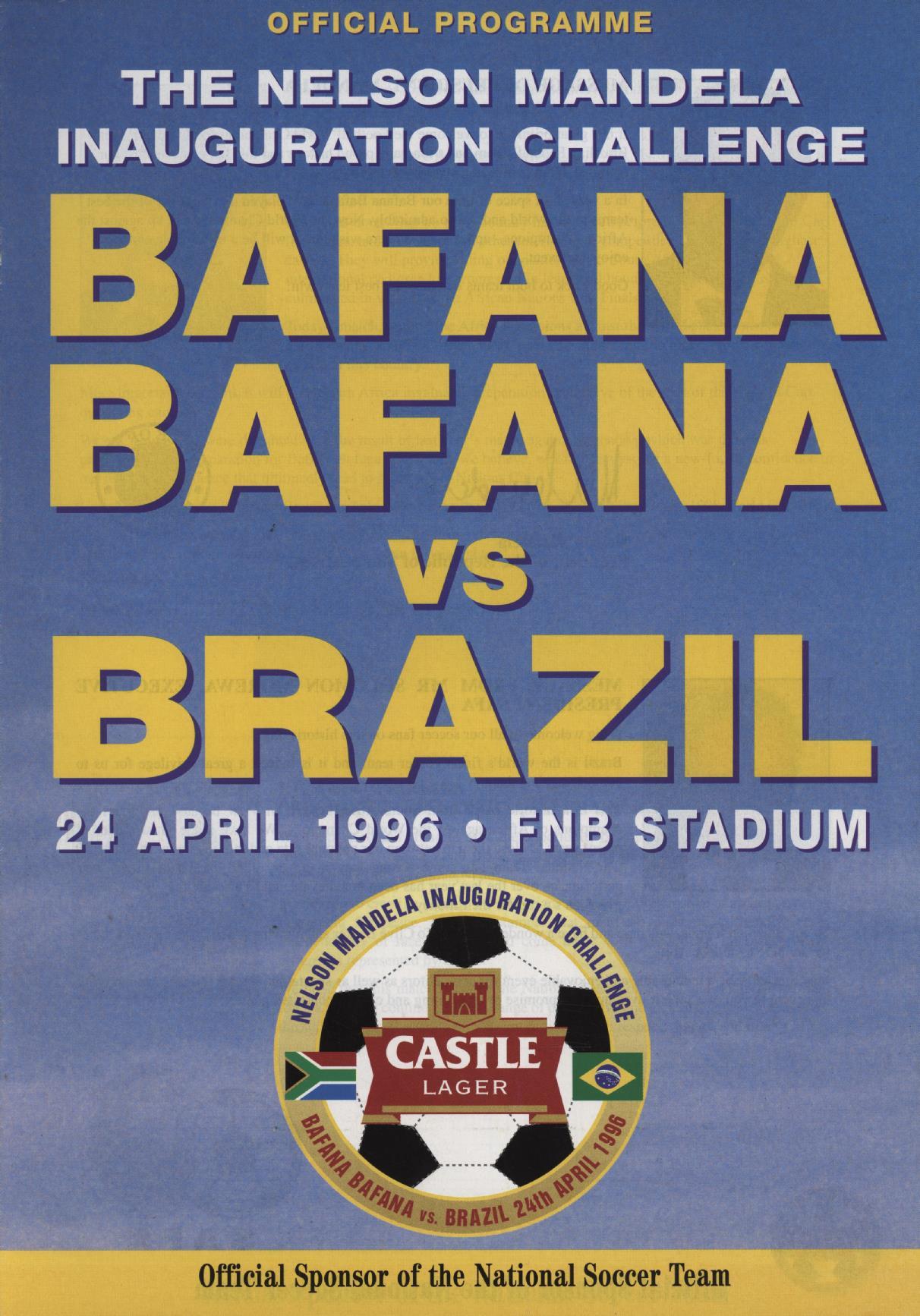SOUTH AFRICA V BRAZIL 1996 FOOTBALL PROGRAMME Football Programmes
