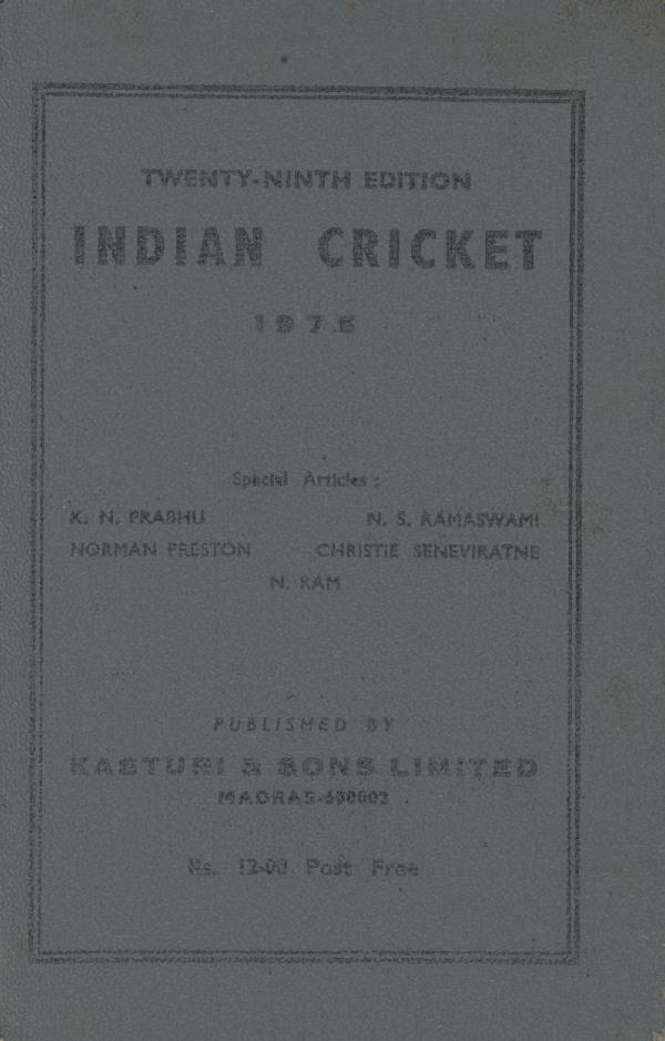 INDIAN CRICKET 1975 Overseas cricket annuals