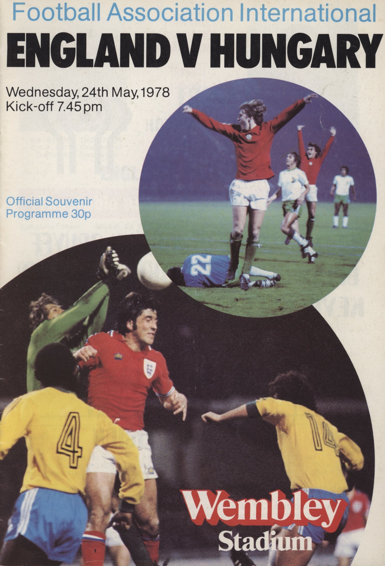 ENGLAND V HUNGARY 1978 FOOTBALL PROGRAMME International Football