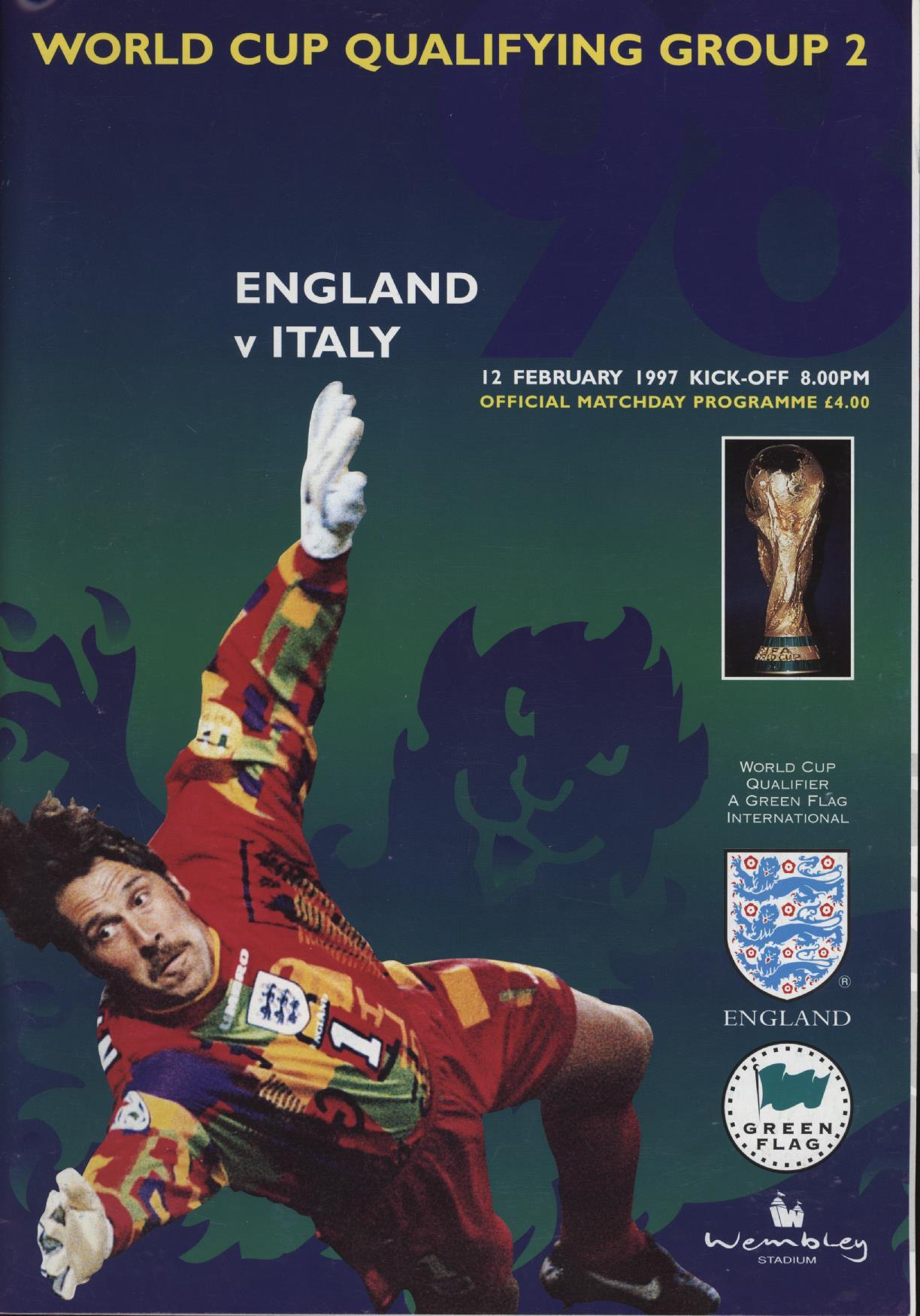 ENGLAND V ITALY 1997 FOOTBALL PROGRAMME International Football