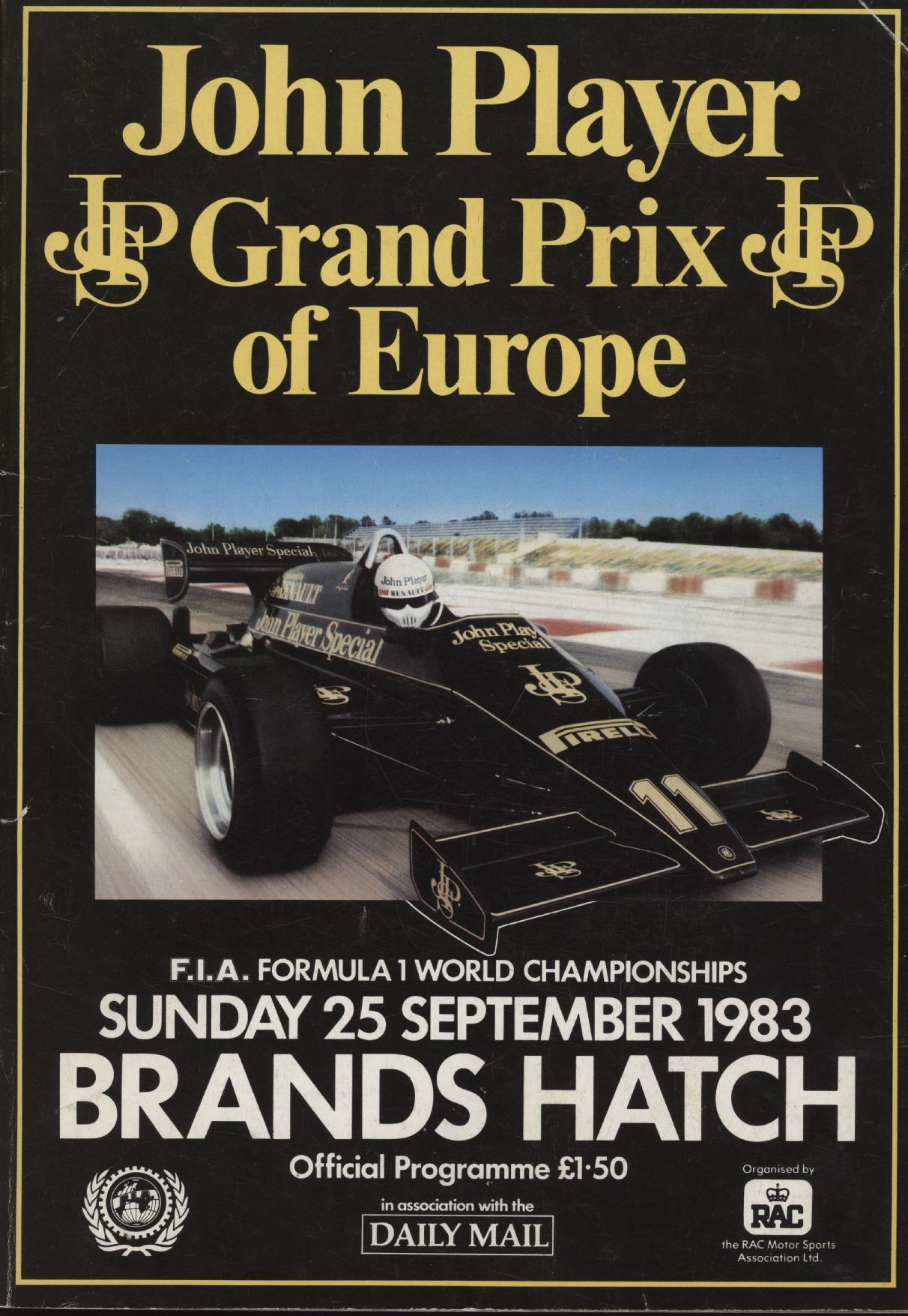 EUROPEAN GRAND PRIX 1983 OFFICIAL PROGRAMME Grands Prix Programmes