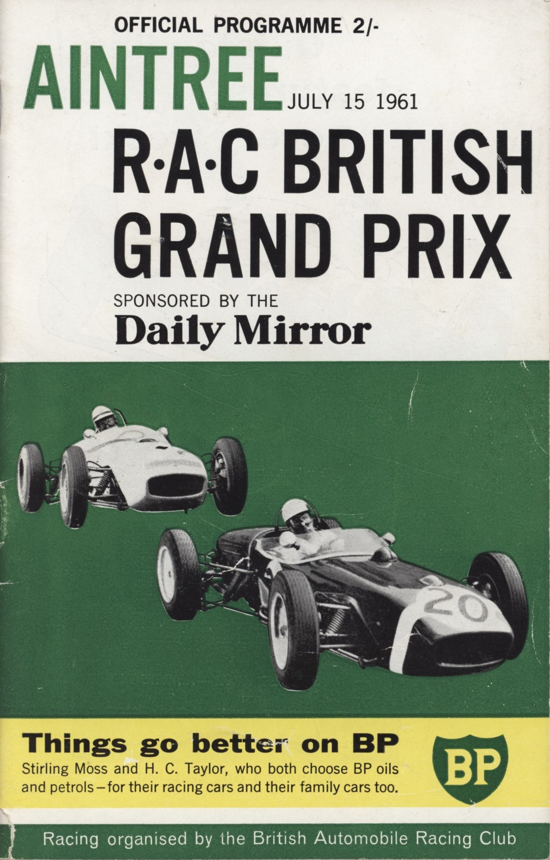 BRITISH GRAND PRIX 1961 (AINTREE) MOTOR RACING PROGRAMME Grands Prix Programmes
