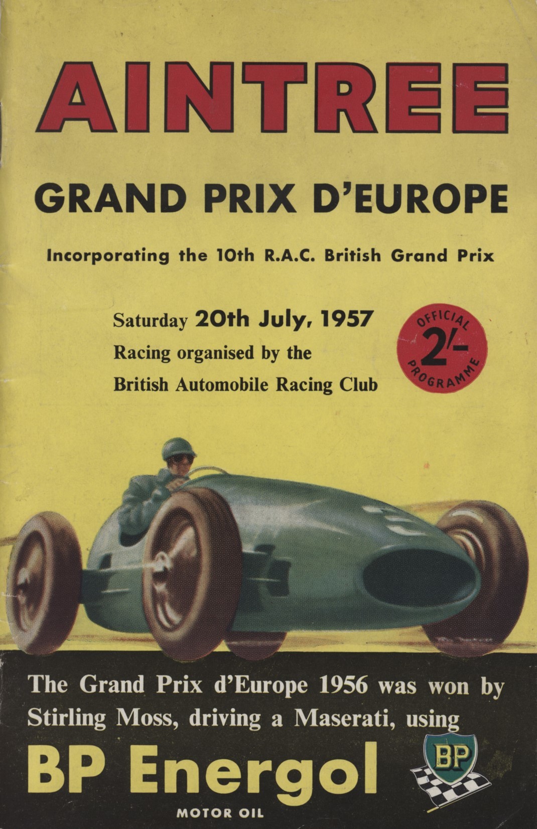 BRITISH GRAND PRIX 1957 MOTOR RACING PROGRAMME Grands Prix Programmes