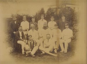 the 1884 England cricket team at the inaugural Ashes Test match at Lord's